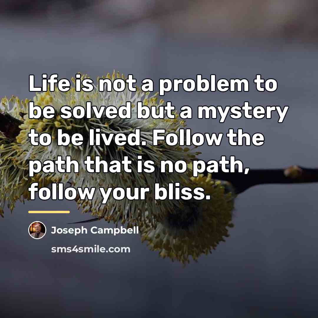 “Life is not a problem to be solved but a…” quote by Joseph Campbell