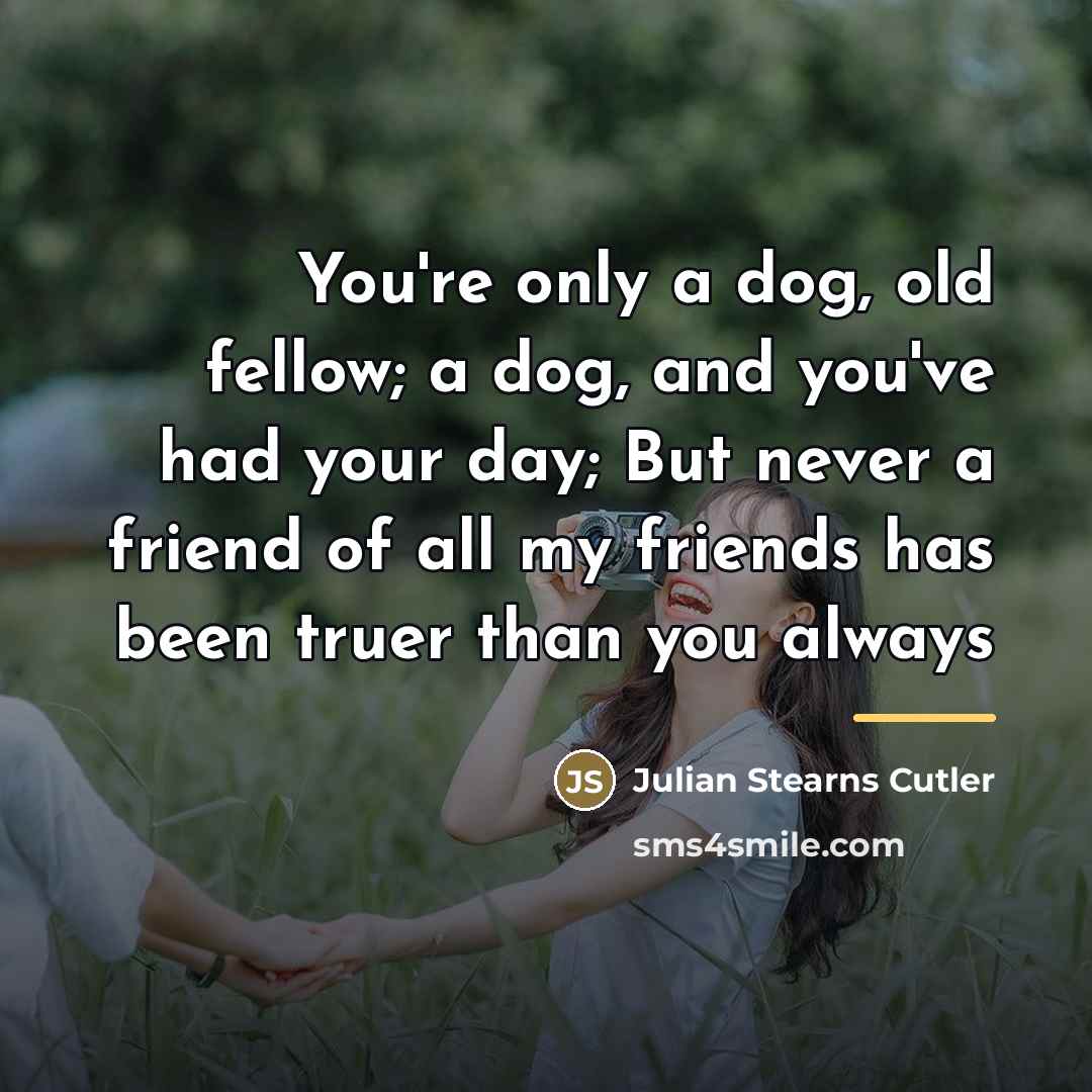 “You're only a dog, old fellow; a dog, and you've…” quote by Julian Stearns Cutler
