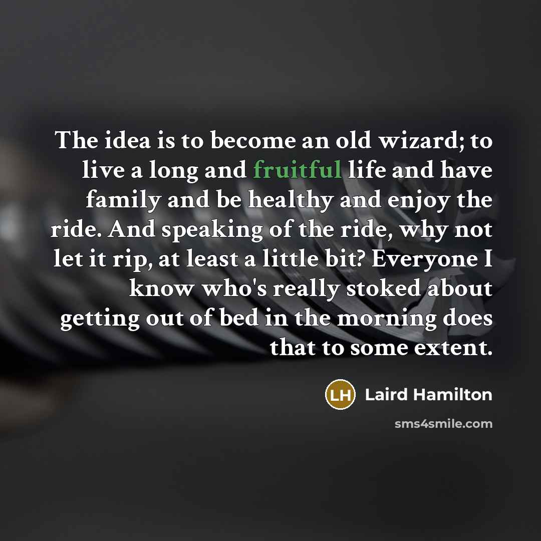 “The idea is to become an old wizard; to live…” quote by Laird Hamilton