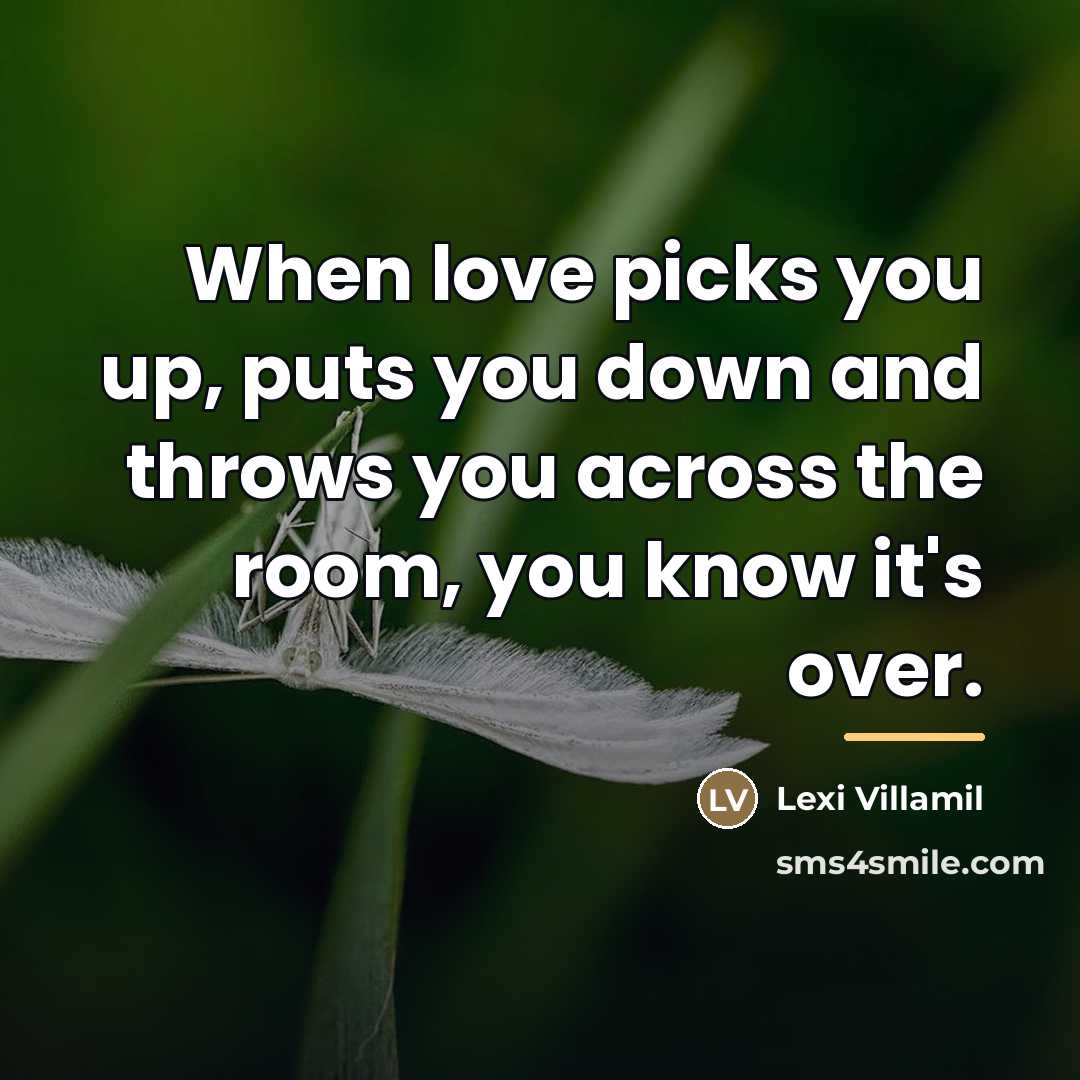 “When love picks you up, puts you down and throws…” quote by Anonymous
