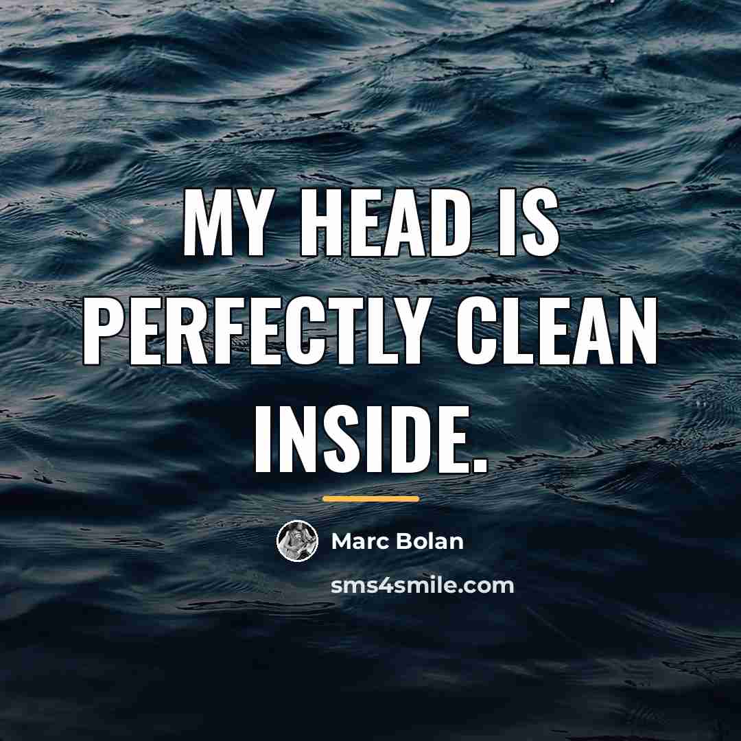 “My head is perfectly clean inside.…” quote by Marc Bolan