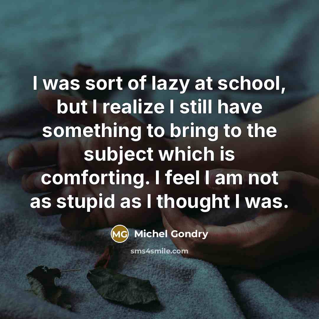 “I was sort of lazy at school, but I realize…” quote by Michel Gondry