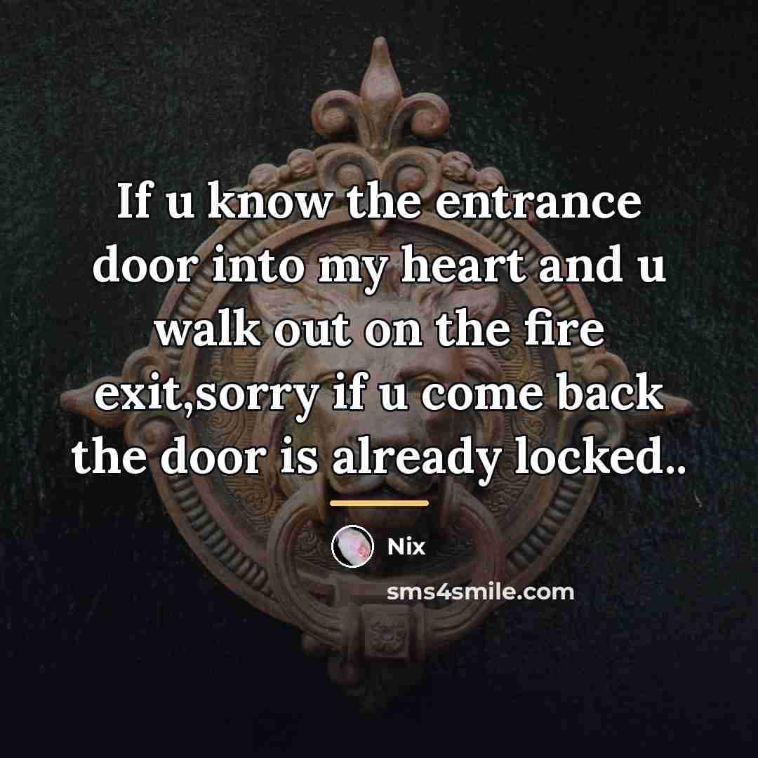 “If u know the entrance door into my heart and…” quote by Nix