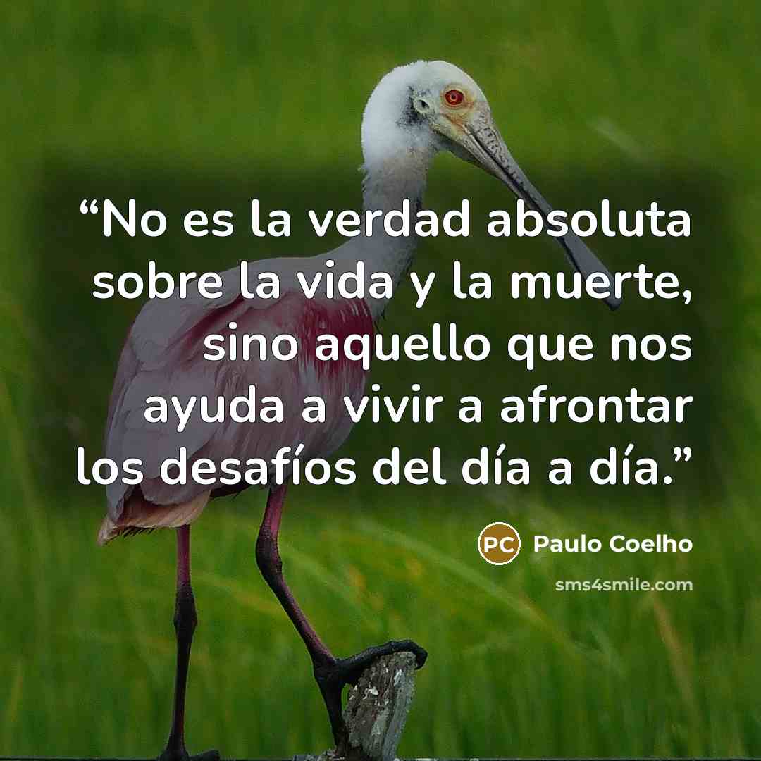 “No es la verdad absoluta sobre la vida y la muerte, sino aquello que nos ayuda a vivir a afrontar los desafíos del día a día.” quote by Paulo Coelho
