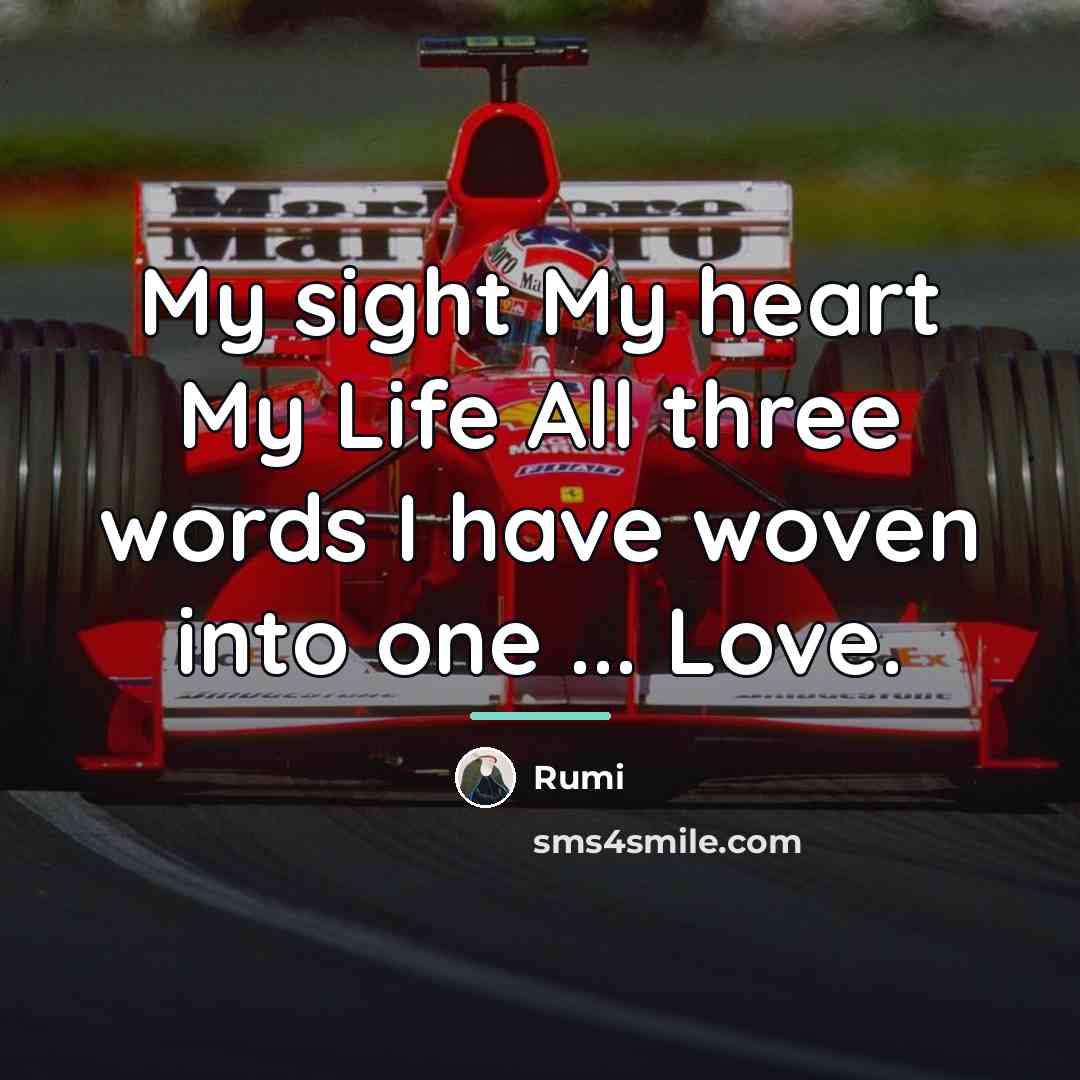 “My sight My heart My Life All three words I…” quote by Rumi