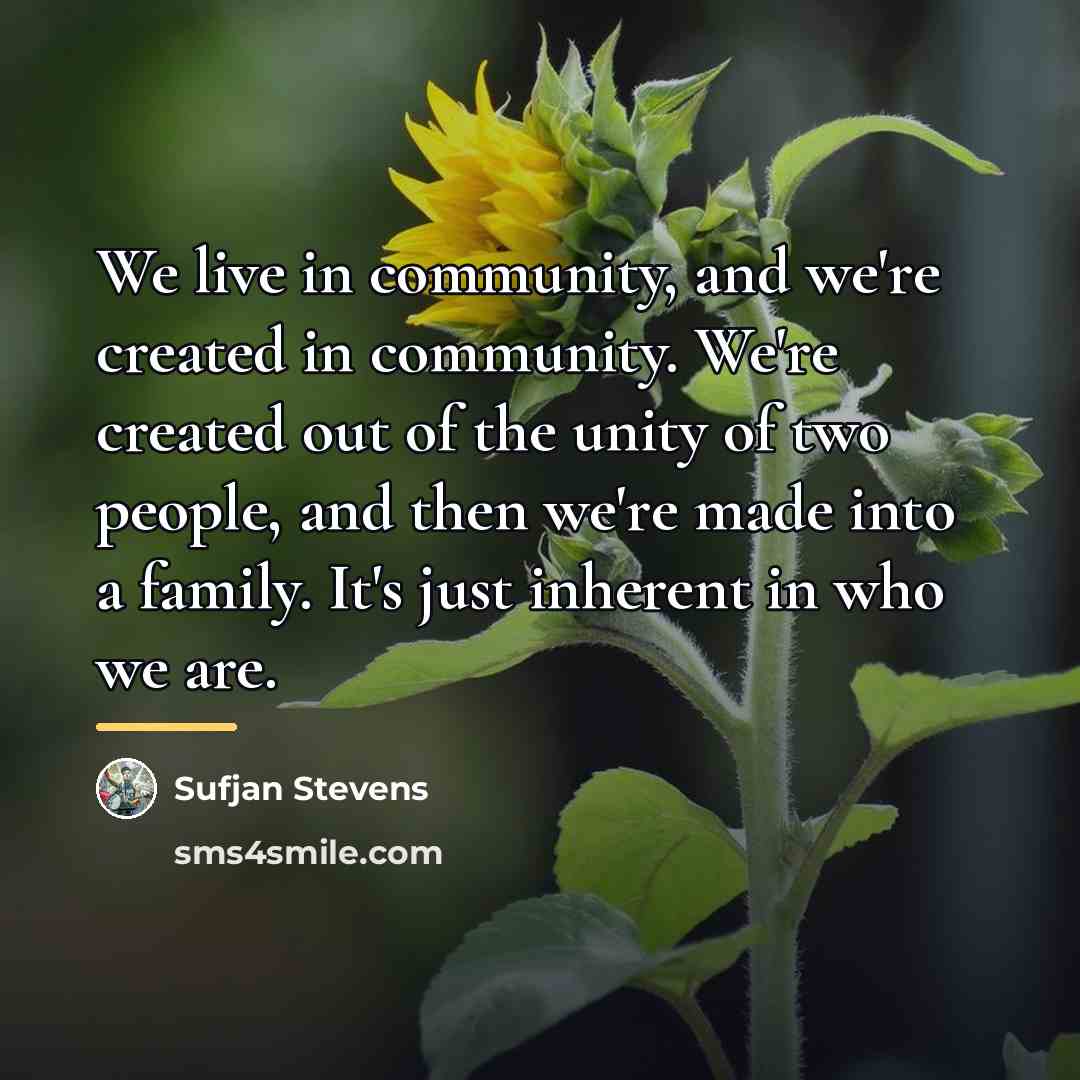 “We live in community, and we're created in community. We're…” quote by Sufjan Stevens
