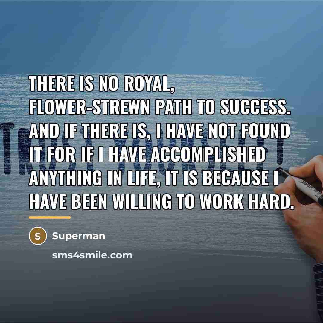 “There is no royal, flower-strewn path to success. And if…” quote by Superman