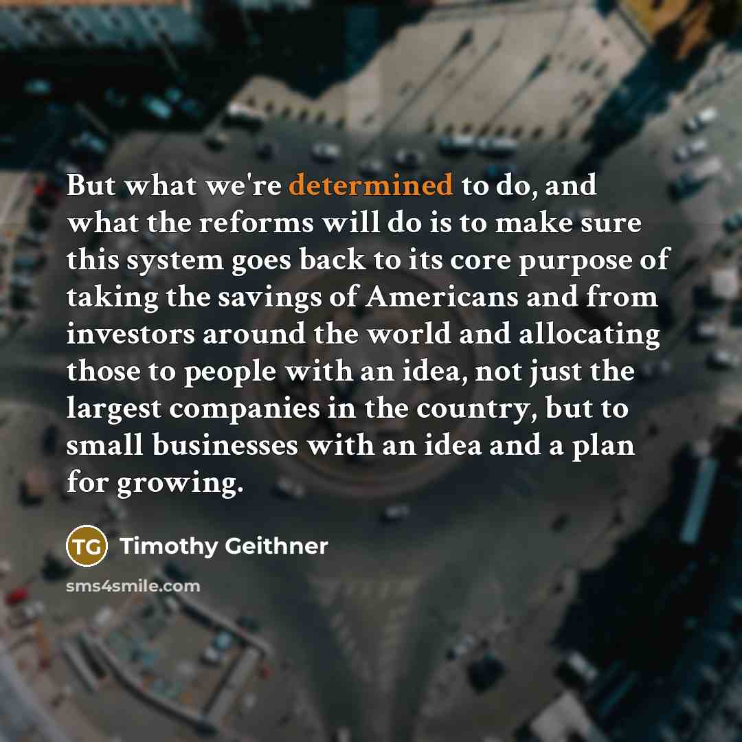“But what we're determined to do, and what the reforms…” quote by Timothy Geithner