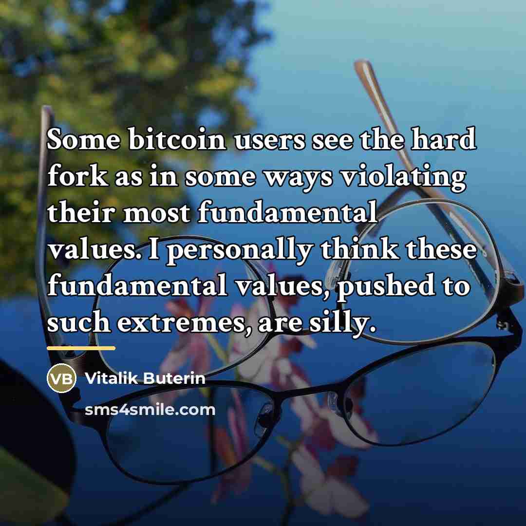 “Some bitcoin users see the hard fork as in some…” quote by Vitalik Buterin