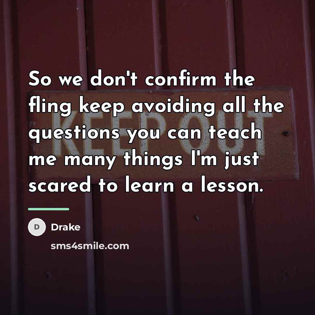 “So we don't confirm the fling keep avoiding all the…” quote by Drake
