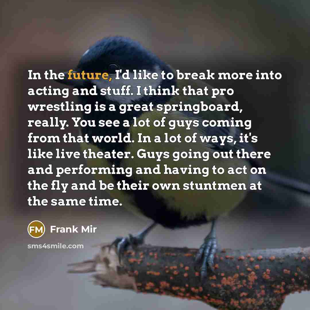 “In the future, I'd like to break more into acting…” quote by Frank Mir