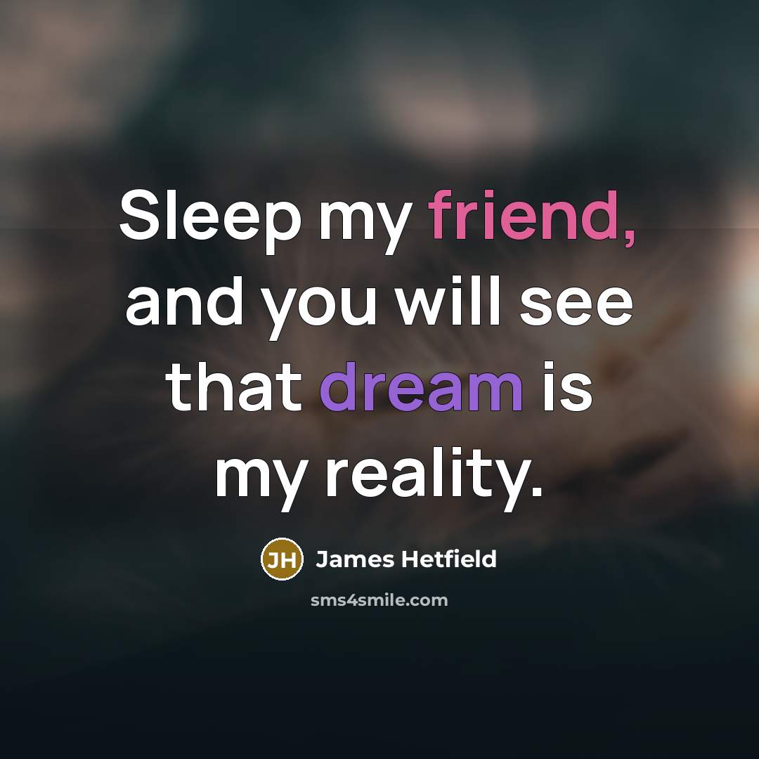 “Sleep my friend, and you will see that dream is…” quote by James Hetfield