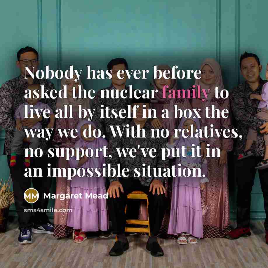 “Nobody has ever before asked the nuclear family to live…” quote by Margaret Mead
