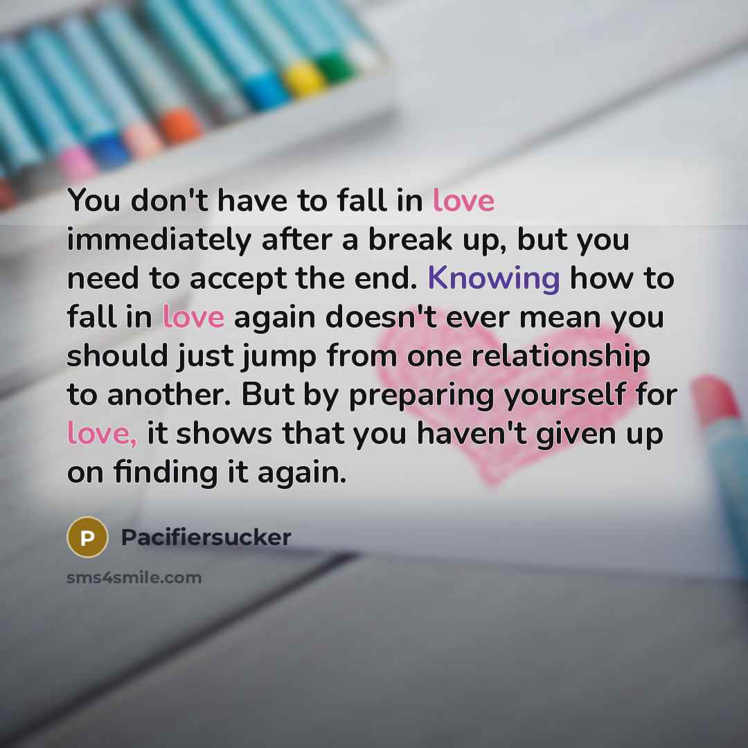 “You don't have to fall in love immediately after a…” quote by Pacifiersucker