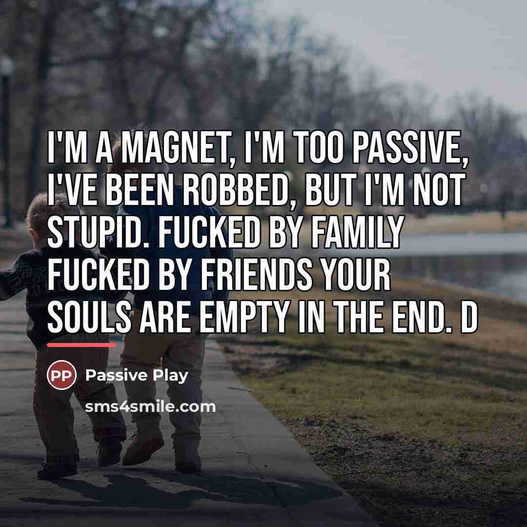 “I'm a magnet, I'm too passive, I've been robbed, but…” quote by Passive Play
