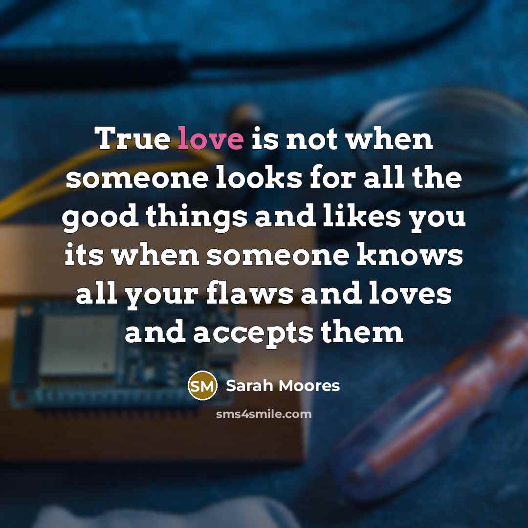 “True love is not when someone looks for all the…” quote by Sarah Moores