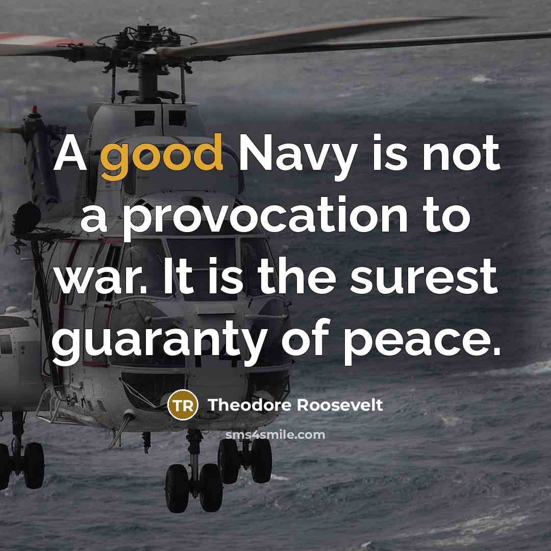 “A good Navy is not a provocation to war. It…” quote by Theodore Roosevelt