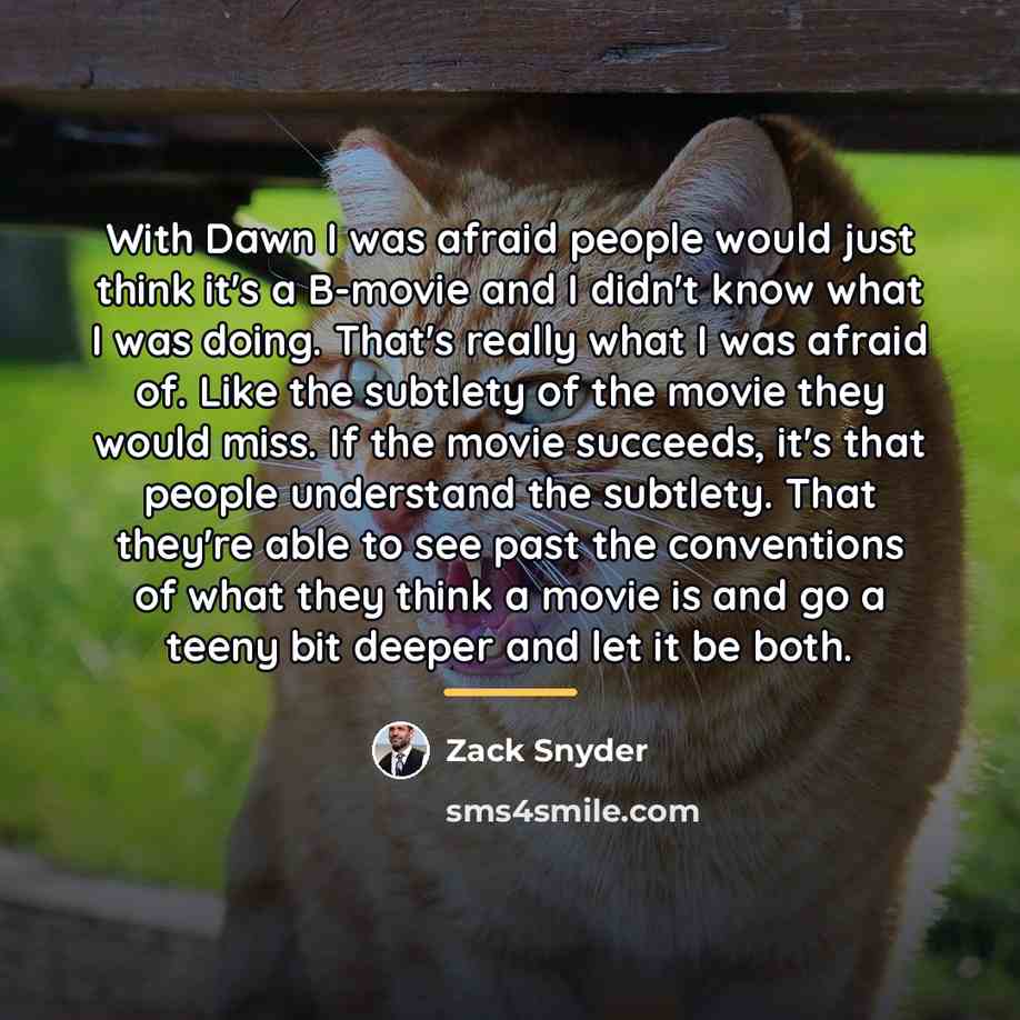 “With Dawn I was afraid people would just think it's…” quote by Zack Snyder