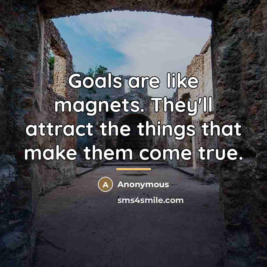 “Goals are like magnets. They'll attract the things that make…” quote by Anonymous