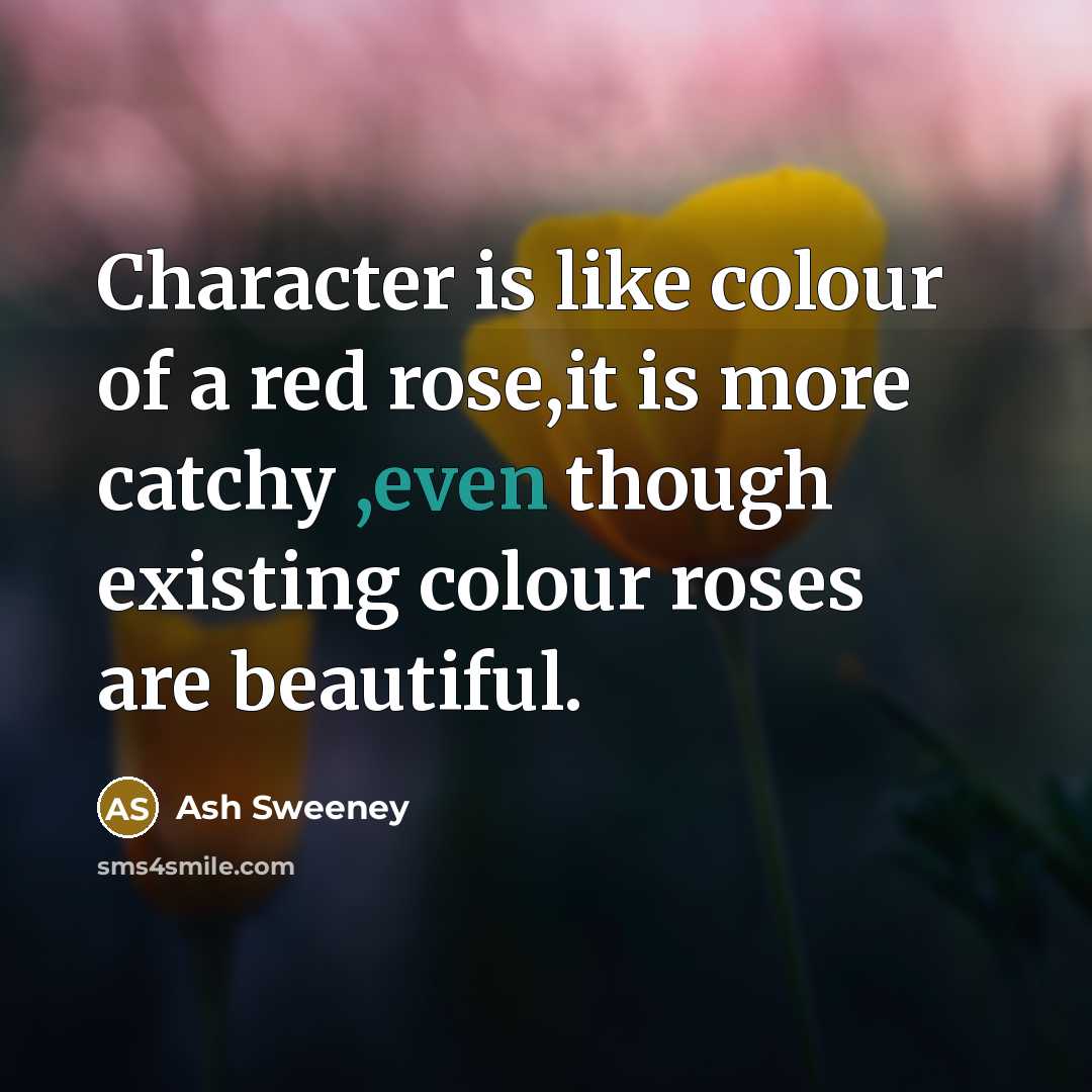 “Character is like colour of a red rose,it is more…” quote by Ash Sweeney