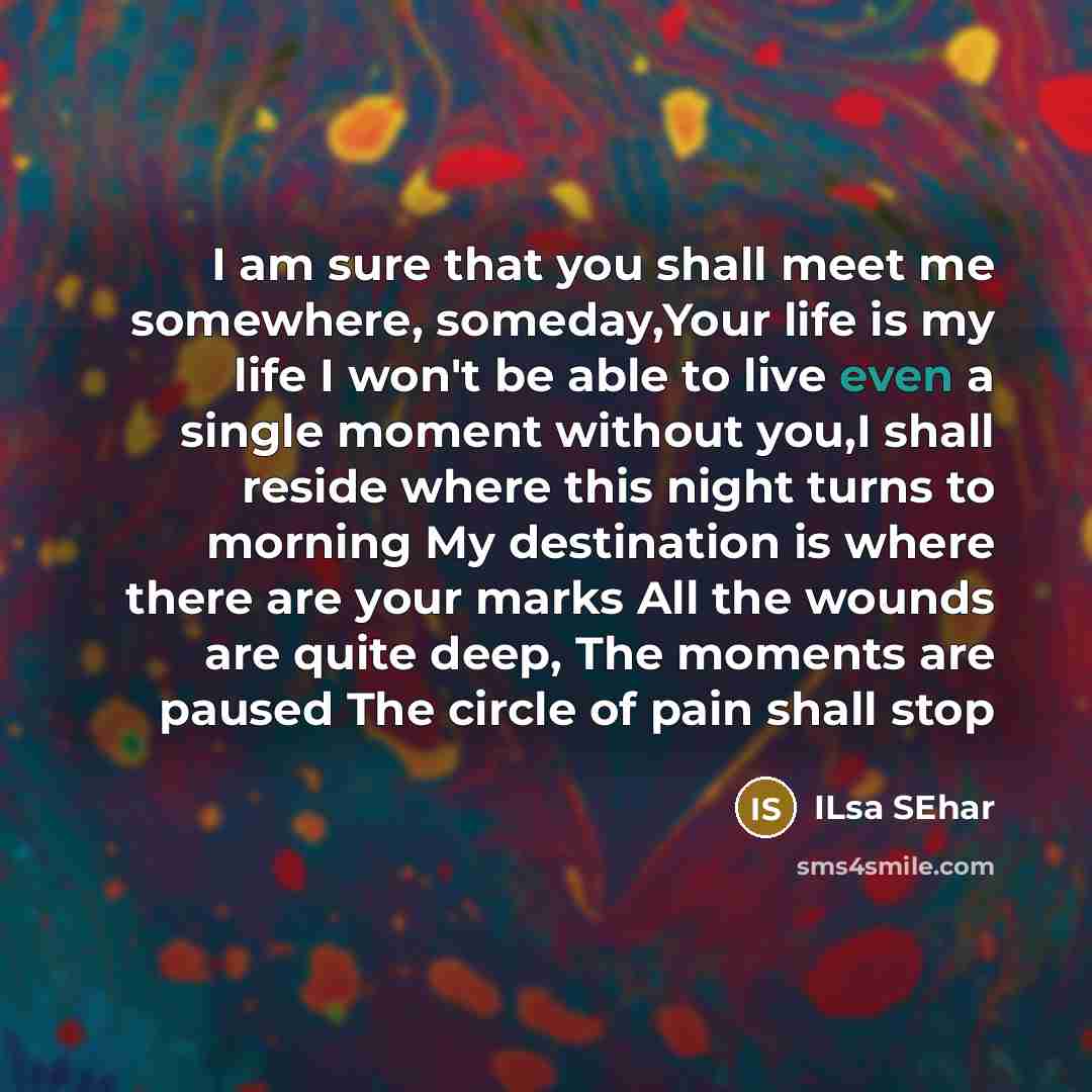 “I am sure that you shall meet me somewhere, someday,Your…” quote by ILsa SEhar