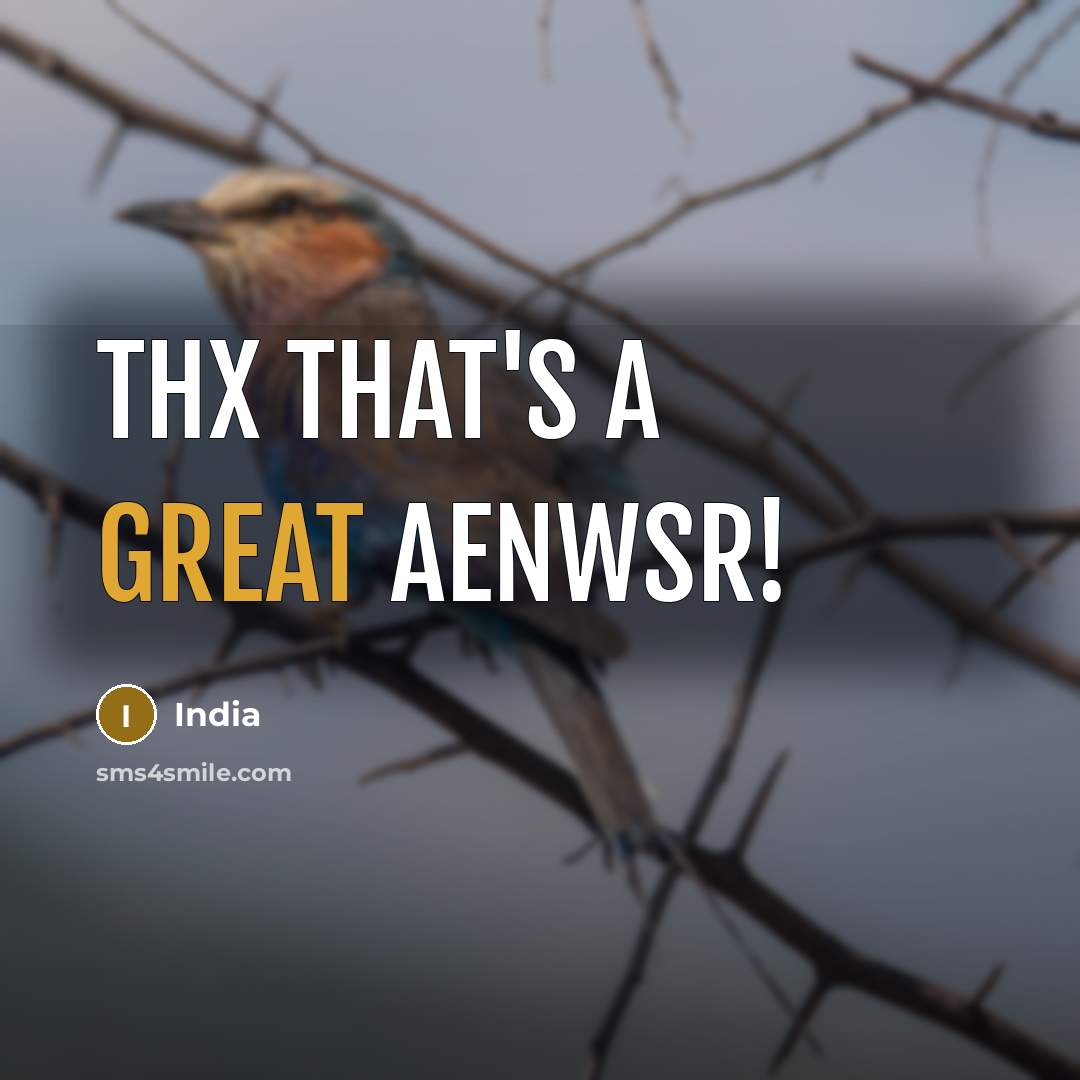 “THX that's a great aenwsr!…” quote by India