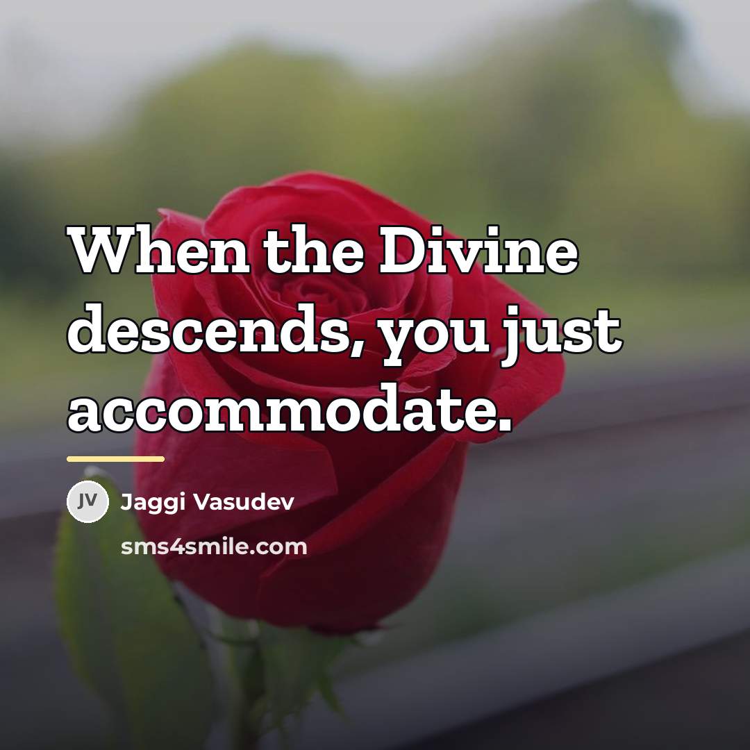 “When the Divine descends, you just accommodate.…” quote by Jaggi Vasudev