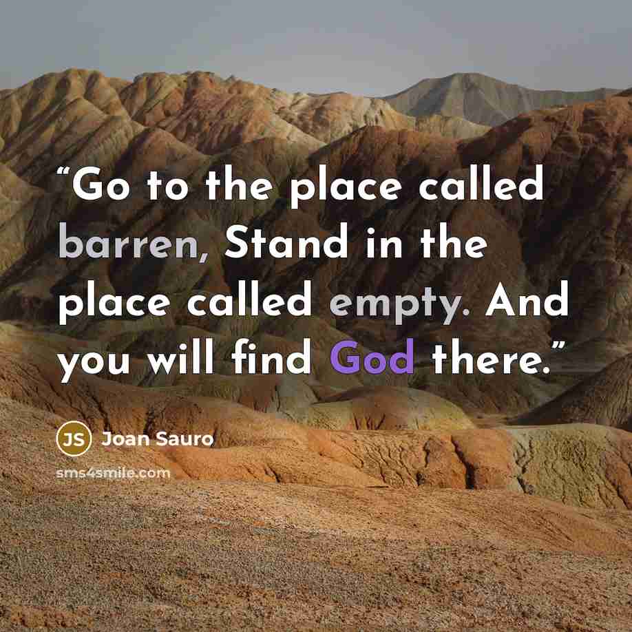 “Go to the place called barren, Stand in the place called empty. And you will find God there.” quote by Joan Sauro