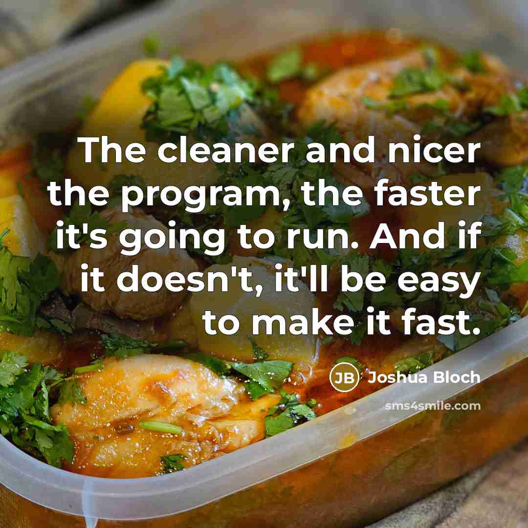 “The cleaner and nicer the program, the faster it's going…” quote by Joshua Bloch
