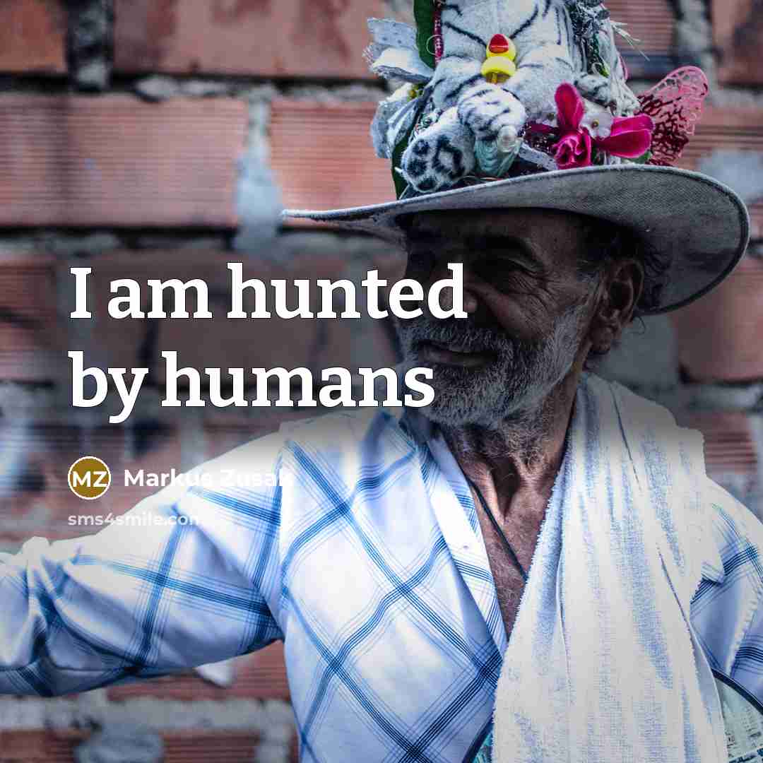 “I am hunted by humans…” quote by Markus Zusak