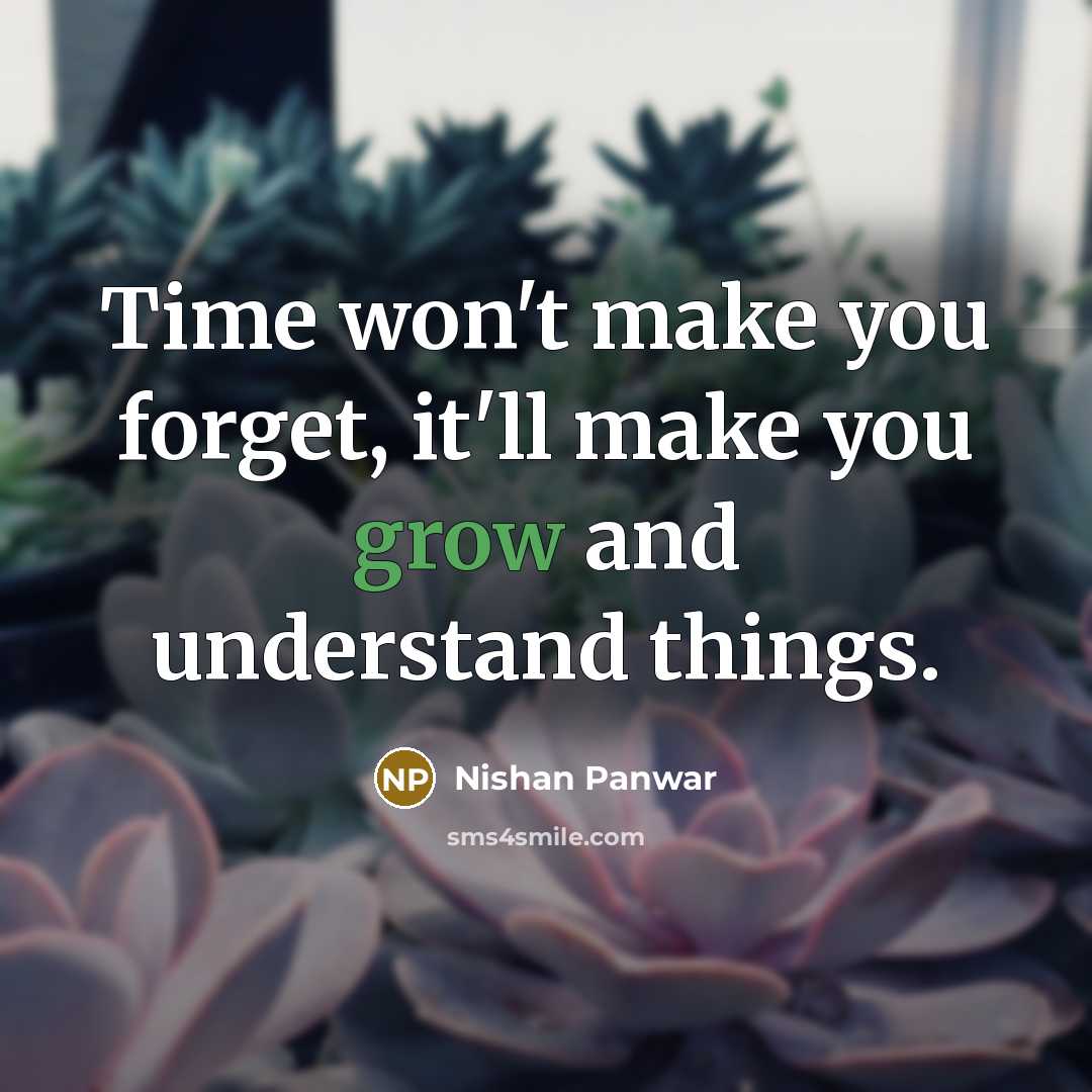 “Time won't make you forget, it'll make you grow and understand things.” quote by Nishan Panwar