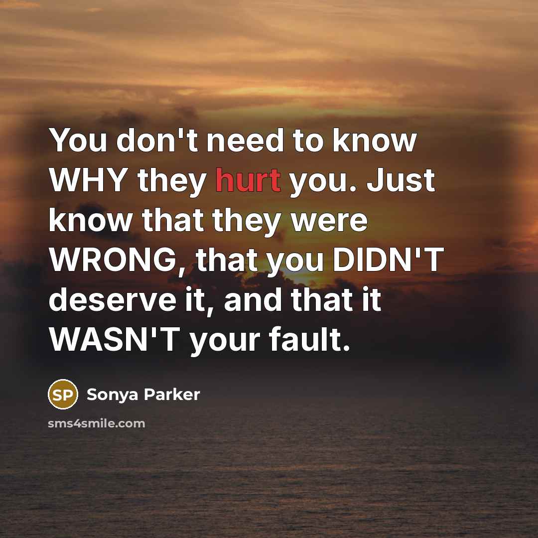 “You don't need to know WHY they hurt you. Just…” quote by Sonya Parker