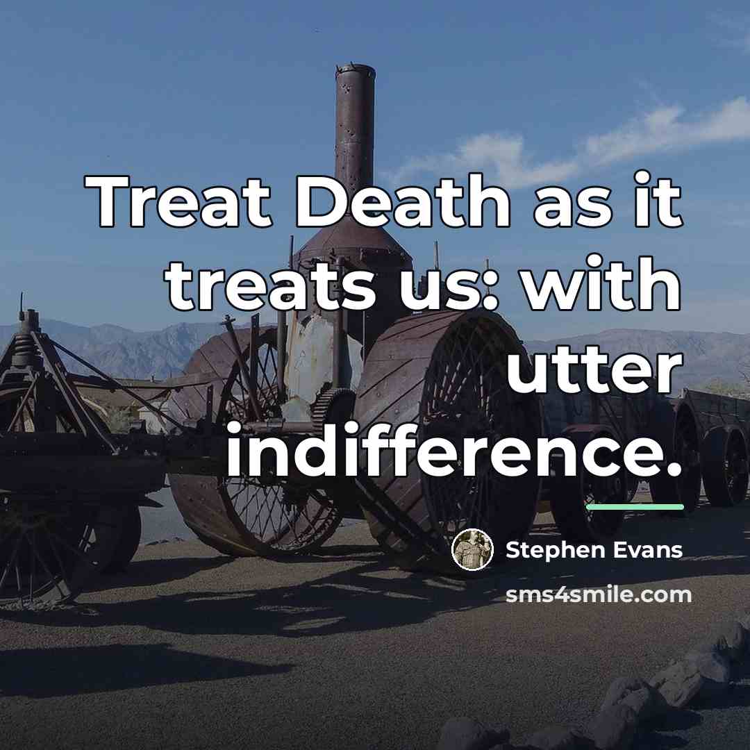 “Treat Death as it treats us: with utter indifference.…” quote by Stephen Evans