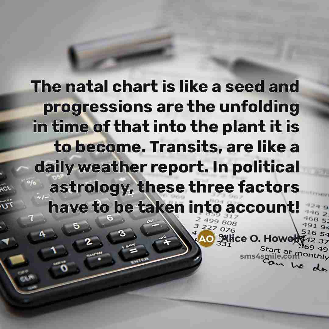 “The natal chart is like a seed and progressions are…” quote by Alice O. Howell