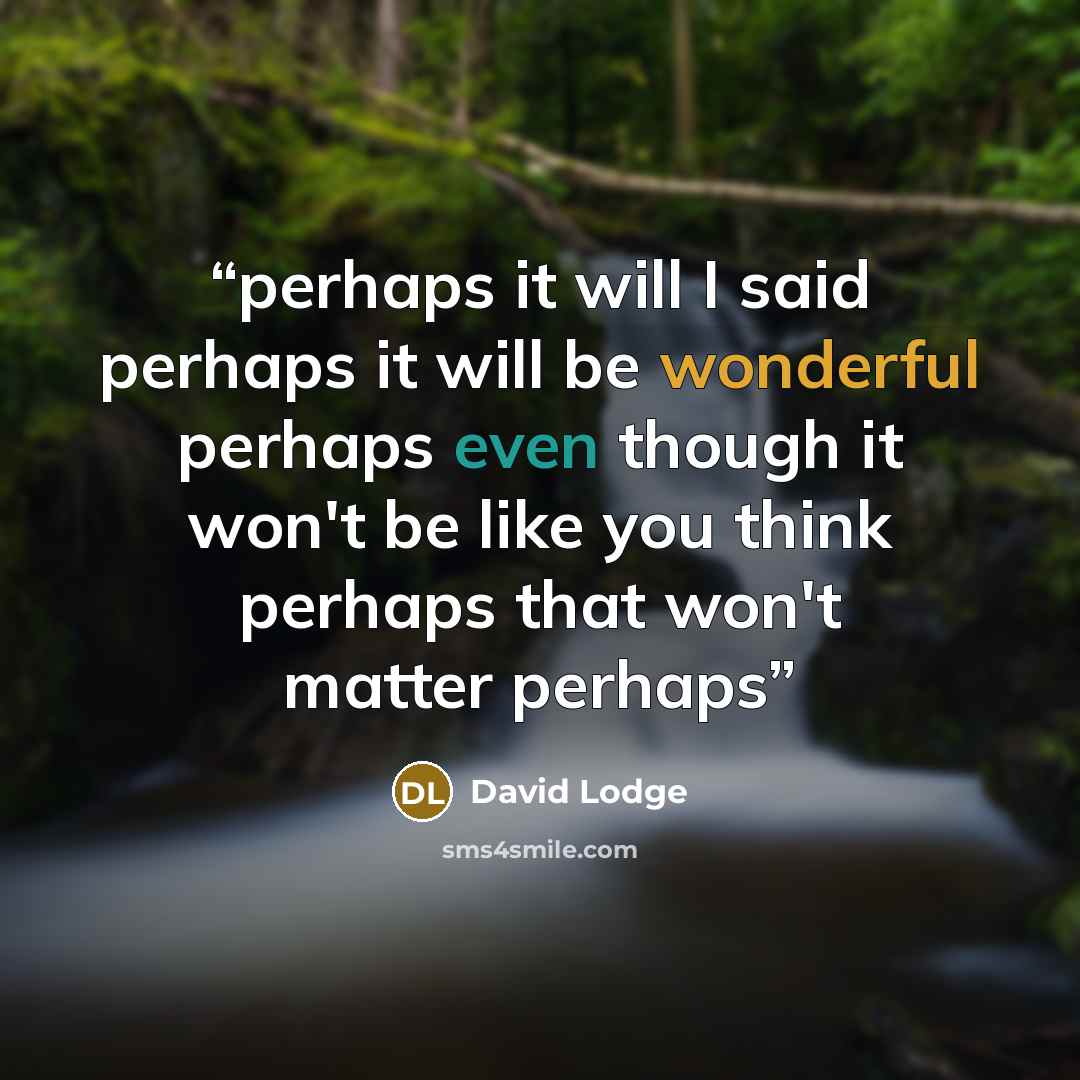 “perhaps it will I said perhaps it will be wonderful perhaps even though it won't be like you think perhaps that won't matter perhaps” quote by David Lodge