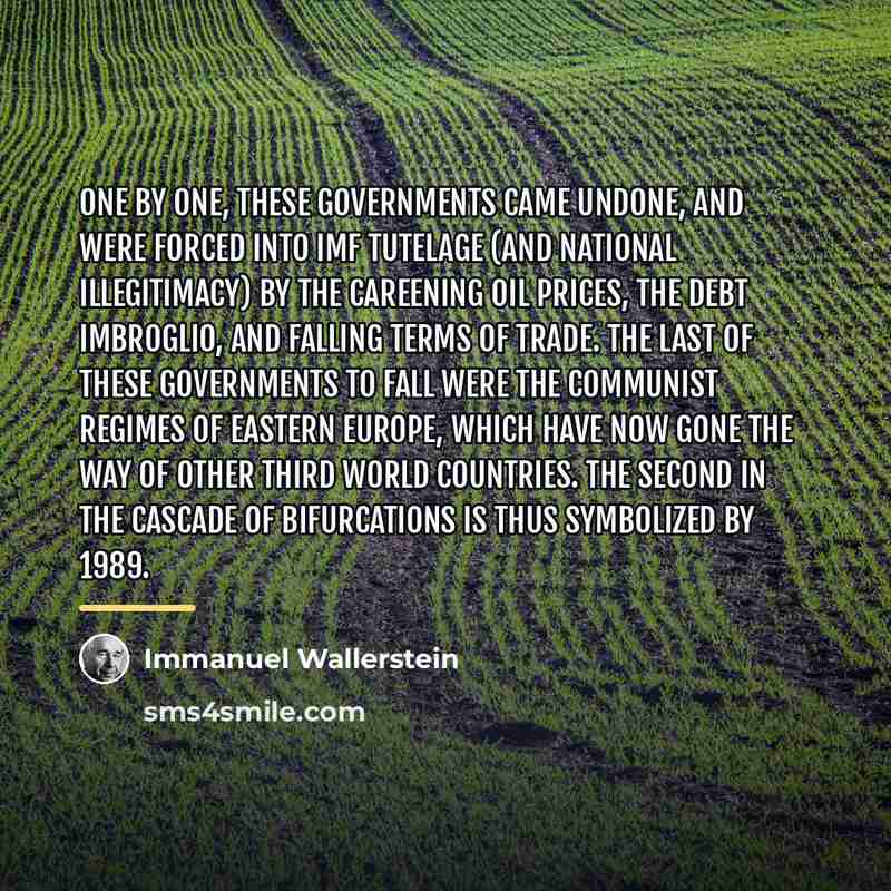 “One by one, these governments came undone, and were forced…” quote by Immanuel Wallerstein