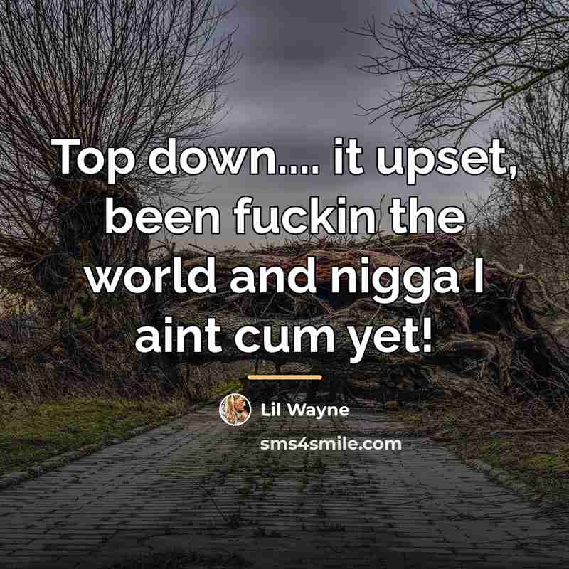 “Top down.... it upset, been fuckin the world and nigga…” quote by Lil Wayne