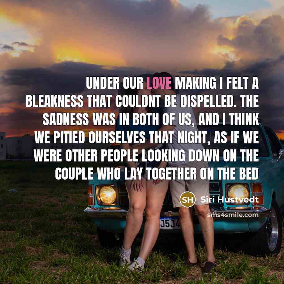 “under our love making I felt a bleakness that couldnt…” quote by Siri Hustvedt