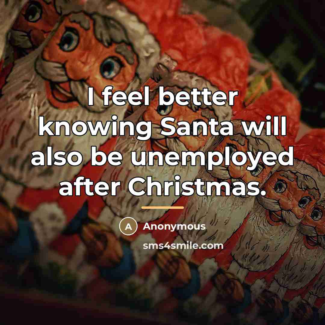 “I feel better knowing Santa will also be unemployed after…” quote by Anonymous