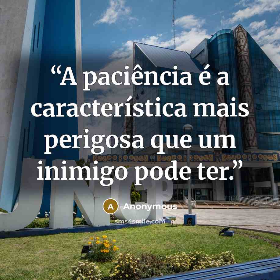 “A paciência é a característica mais perigosa que um inimigo pode ter.” quote by Anonymous