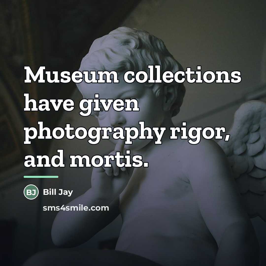 “Museum collections have given photography rigor, and mortis.…” quote by Bill Jay