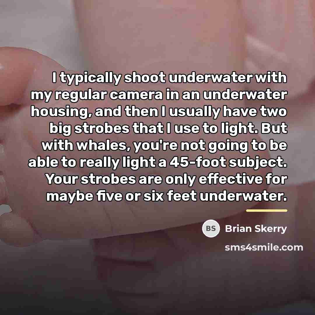 “I typically shoot underwater with my regular camera in an…” quote by Brian Skerry