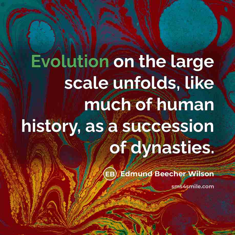 “Evolution on the large scale unfolds, like much of human history, as a succession of dynasties.” quote by Edmund Beecher Wilson