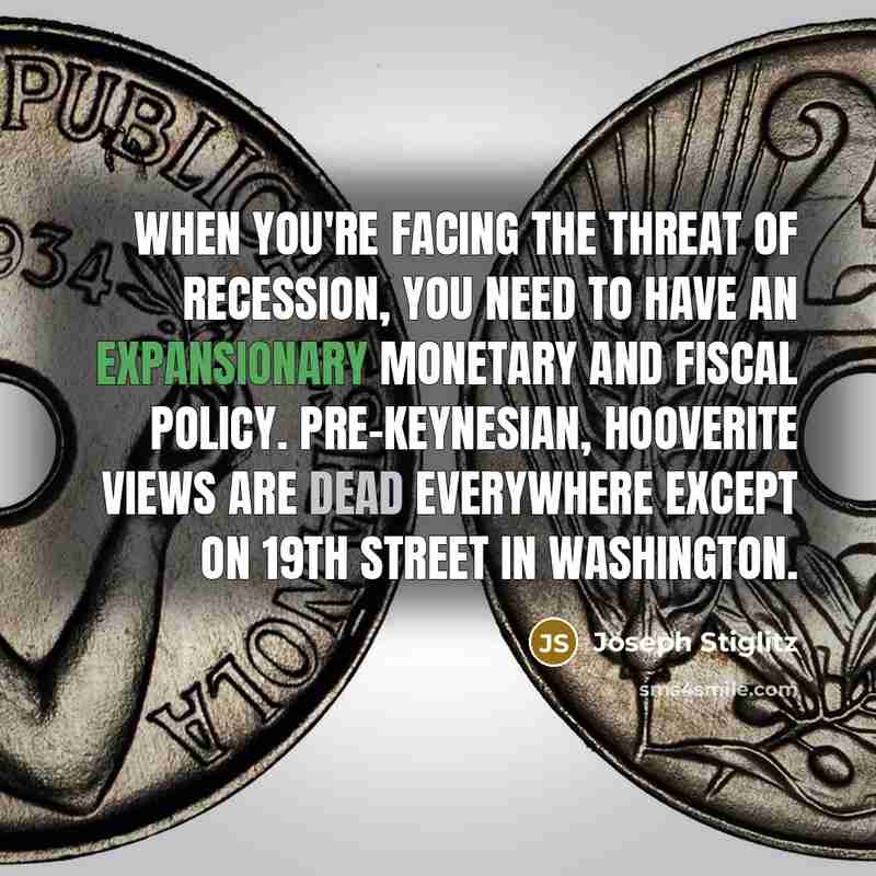“When you're facing the threat of recession, you need to…” quote by Joseph Stiglitz