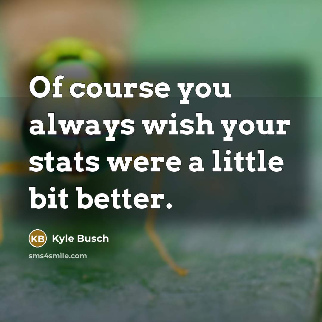 “Of course you always wish your stats were a little…” quote by Kyle Busch