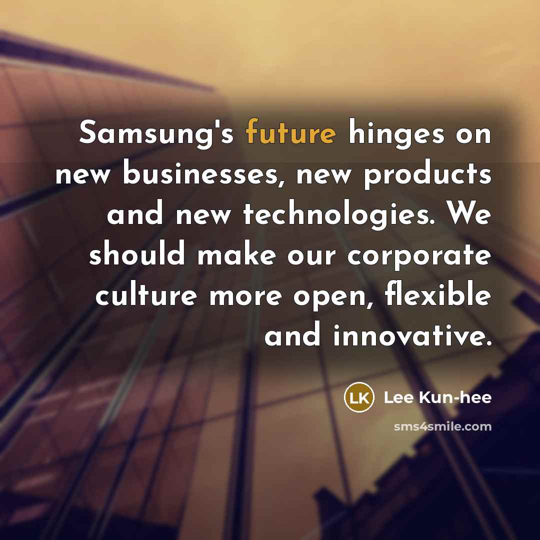 “Samsung's future hinges on new businesses, new products and new…” quote by Lee Kun-hee