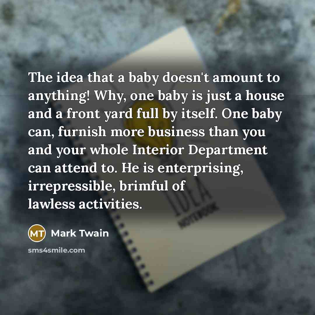 “The idea that a baby doesn't amount to anything! Why,…” quote by Mark Twain
