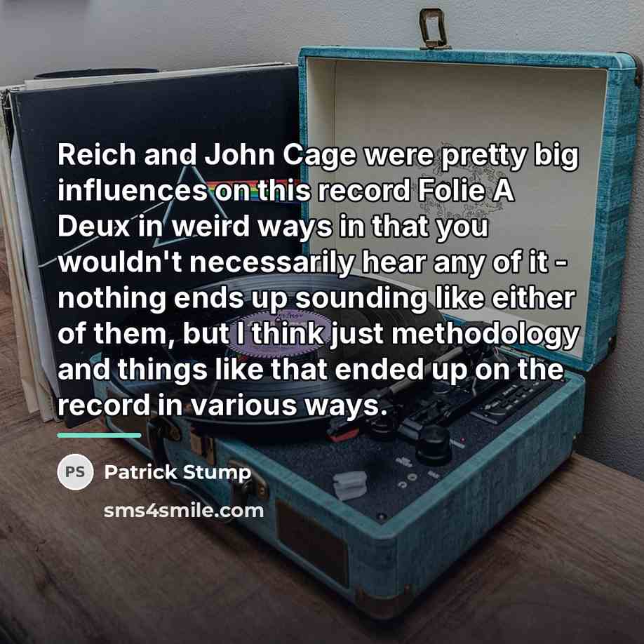 “Reich and John Cage were pretty big influences on this…” quote by Patrick Stump
