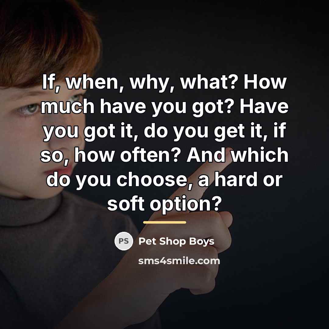 “If, when, why, what? How much have you got? Have…” quote by Pet Shop Boys