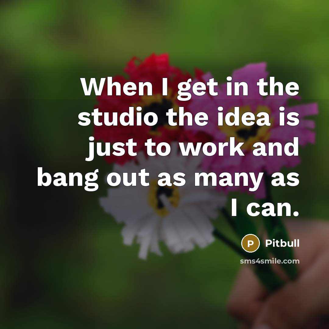 “When I get in the studio the idea is just…” quote by Pitbull